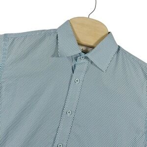 Age of Wisdom Mens‎ M M Geometric Print Long Sleeve Button Up Shirt